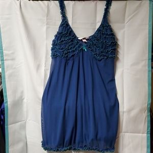 Cacique Blue & Teal Ruffled Babydoll/Chemise 22/24
